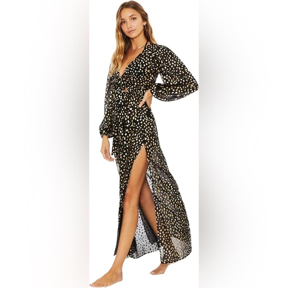 Beach Riot Shiloh Coverup Midi Dress Black Gold Metallic NWOT - Picture 6 of 17